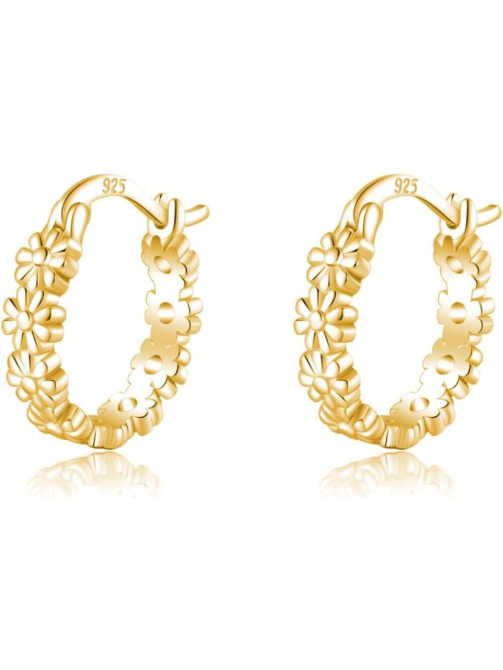 925 Sterling Silver Daisy Flower Hoop Earrings for Women & Teens - Elegant